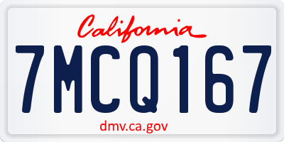 CA license plate 7MCQ167