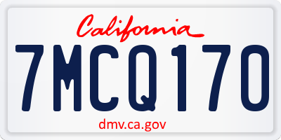 CA license plate 7MCQ170