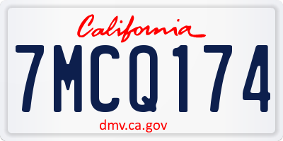 CA license plate 7MCQ174