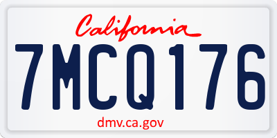 CA license plate 7MCQ176