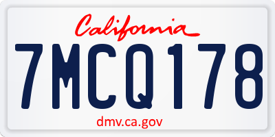 CA license plate 7MCQ178