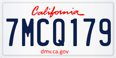 CA license plate 7MCQ179