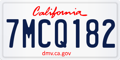 CA license plate 7MCQ182
