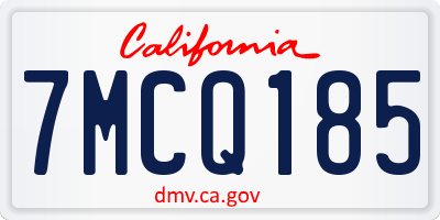 CA license plate 7MCQ185