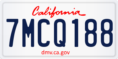 CA license plate 7MCQ188