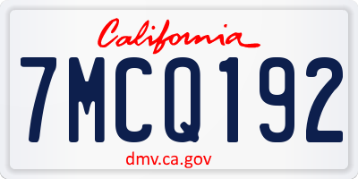 CA license plate 7MCQ192