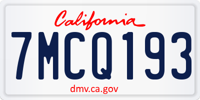 CA license plate 7MCQ193