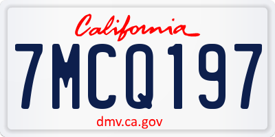 CA license plate 7MCQ197