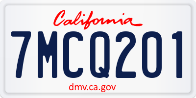 CA license plate 7MCQ201