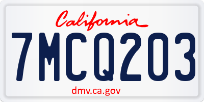 CA license plate 7MCQ203