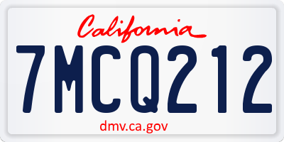 CA license plate 7MCQ212