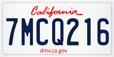 CA license plate 7MCQ216