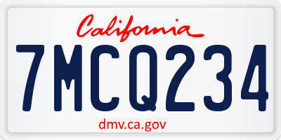 CA license plate 7MCQ234