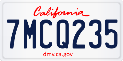 CA license plate 7MCQ235