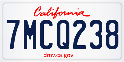 CA license plate 7MCQ238