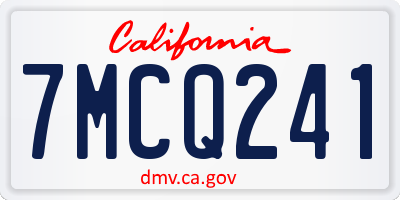 CA license plate 7MCQ241