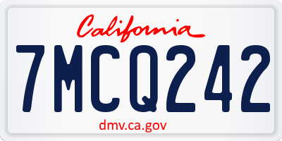 CA license plate 7MCQ242