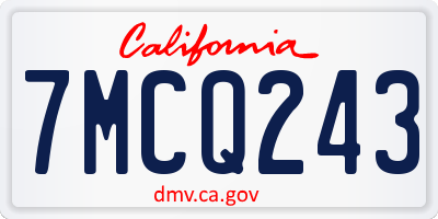 CA license plate 7MCQ243