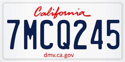 CA license plate 7MCQ245