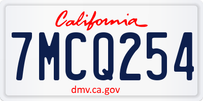 CA license plate 7MCQ254