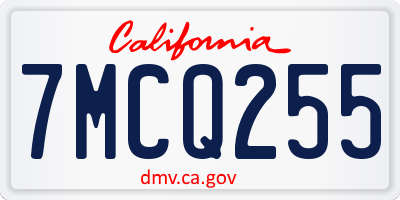 CA license plate 7MCQ255