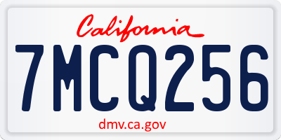 CA license plate 7MCQ256