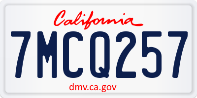 CA license plate 7MCQ257