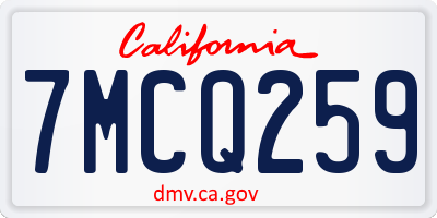 CA license plate 7MCQ259