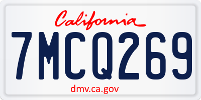 CA license plate 7MCQ269