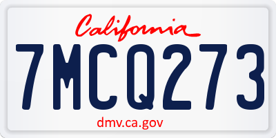 CA license plate 7MCQ273