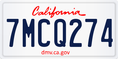 CA license plate 7MCQ274