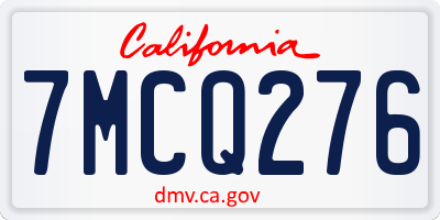 CA license plate 7MCQ276