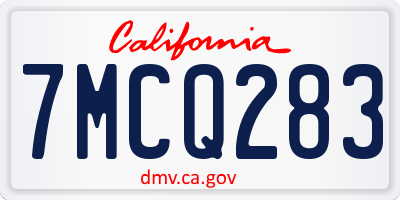 CA license plate 7MCQ283