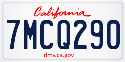CA license plate 7MCQ290
