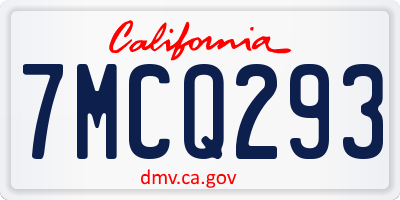 CA license plate 7MCQ293