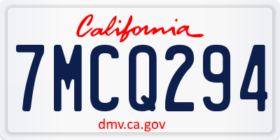 CA license plate 7MCQ294