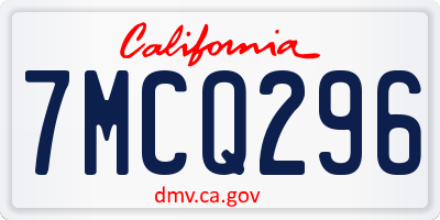 CA license plate 7MCQ296