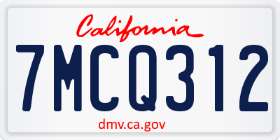 CA license plate 7MCQ312