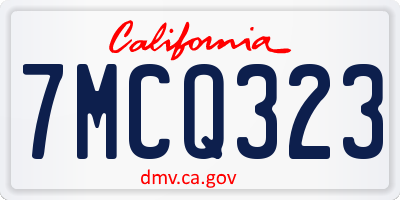CA license plate 7MCQ323