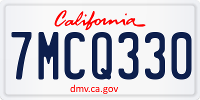 CA license plate 7MCQ330