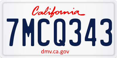 CA license plate 7MCQ343