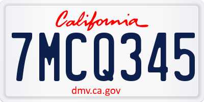 CA license plate 7MCQ345