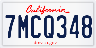 CA license plate 7MCQ348