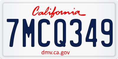 CA license plate 7MCQ349
