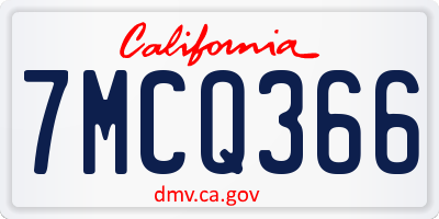 CA license plate 7MCQ366