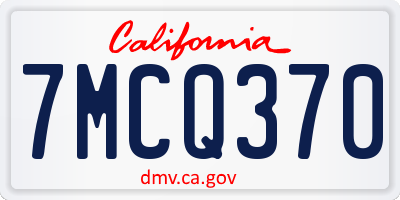 CA license plate 7MCQ370
