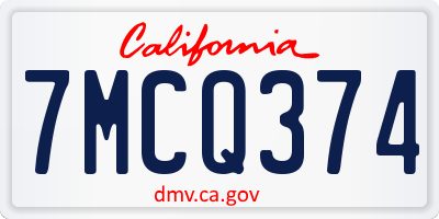CA license plate 7MCQ374