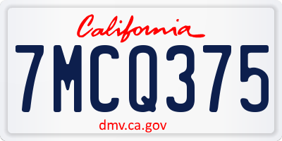 CA license plate 7MCQ375