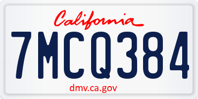 CA license plate 7MCQ384