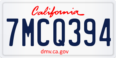 CA license plate 7MCQ394